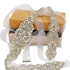  Bridal Belt Hand Rhinestone Wedding Belt Clear Crystal 22In Length